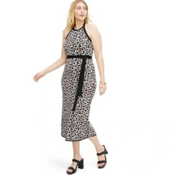 DVF for Target Women's Halter Tie Neck Neutral Poppy Sweaterknit Midi Dress - Picture 1 of 6